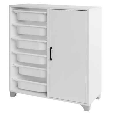Regál/skrinka s úložnými boxmi, biela, VELTO Regál/skrinka s úložnými boxmi, biela, VELTO