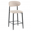 Barová židle ZAJDA béžová látka/černá – designová židle s kovovou konstrukcí, výška sedu 65 cm