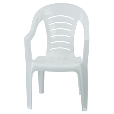Zahradní křeslo KESIA bílé – stohovatelné plastové křeslo na balkon i terasu