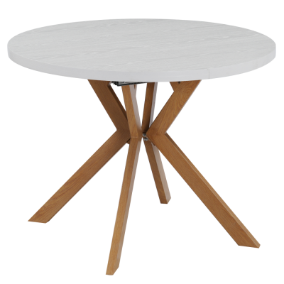 Jídelní rozkládací stůl, bílá/dub, 100-250x75,5 cm, LUKOS Jídelní rozkládací stůl, bílá/dub, 100-250x75,5 cm, LUKOS