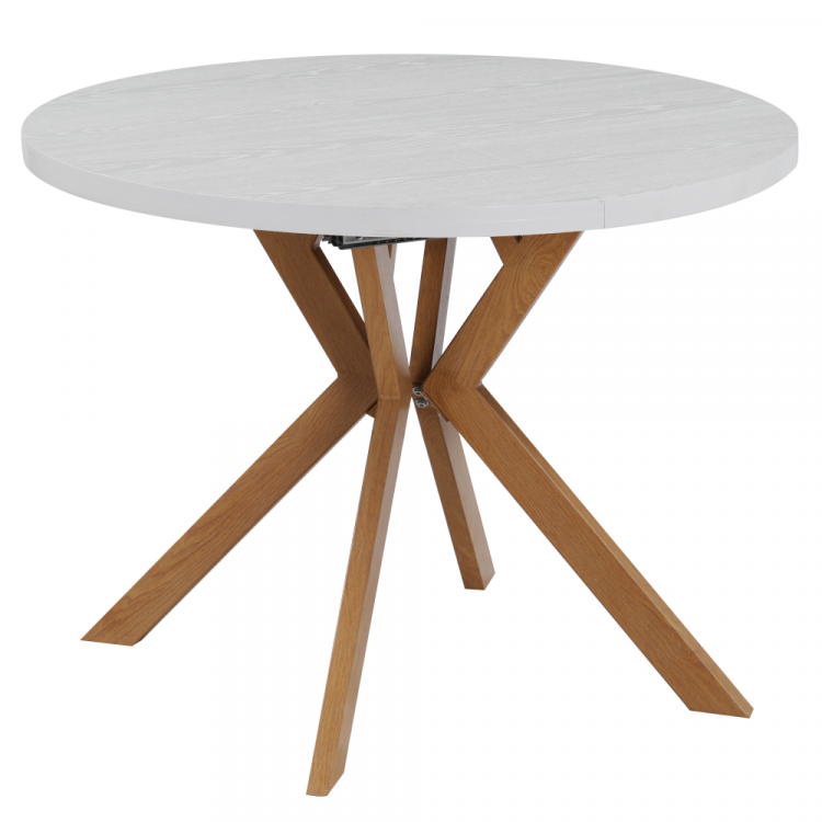 Jídelní rozkládací stůl, bílá/dub, 100-250x75,5 cm, LUKOS Jídelní rozkládací stůl, bílá/dub, 100-250x75,5 cm, LUKOS