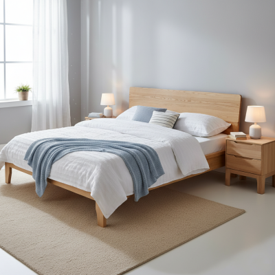 Postel BEDIA 180x200 přírodní – masivní dřevo s roštem