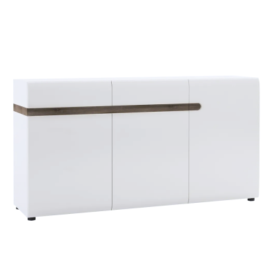 Komoda, bílá extra vysoký lesk HG/dub sonoma truflový, LYNATET 40 Komoda, bílá extra vysoký lesk HG/dub sonoma truflový, LYNATET 40