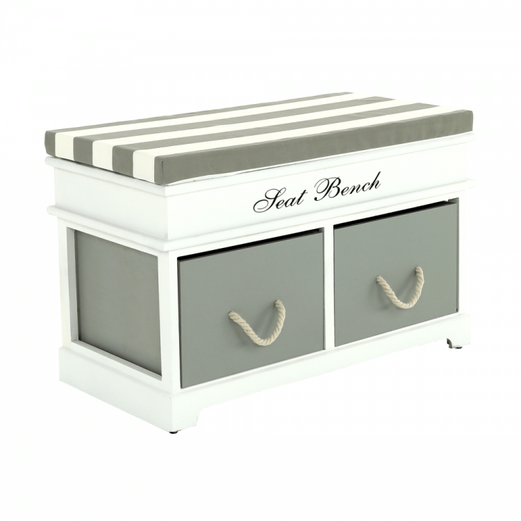 Lavice s polštářem, bílá / šedá, SEAT BENCH 2 NEW HX12-284 Lavice s polštářem, bílá / šedá, SEAT BENCH 2 NEW HX12-284