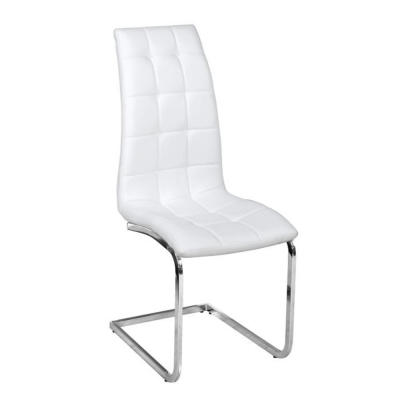 Jídelní židle, ekokůže bílá / chrom, DULCIA Jídelní židle, ekokůže bílá / chrom, DULCIA