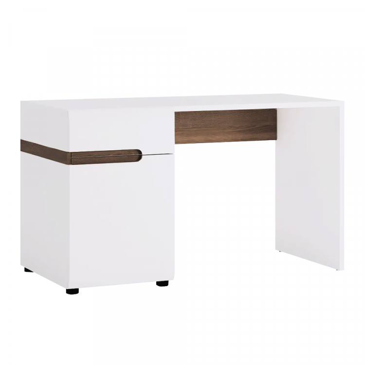 PC stůl, bílá extra vysoký lesk HG / dub sonoma tmavý truflový, LYNATET TYP 80 PC stůl, bílá extra vysoký lesk HG / dub sonoma tmavý truflový, LYNATET TYP 80