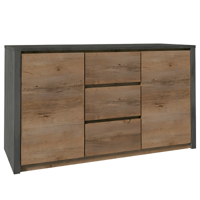 Komoda MONTANA K2DP dub lefkas tmavý / šedý – moderní komoda 140 cm