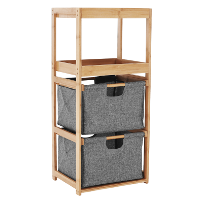 Regál, lakovaný bambus/látka šedá, KELANA Regál, lakovaný bambus/látka šedá, KELANA