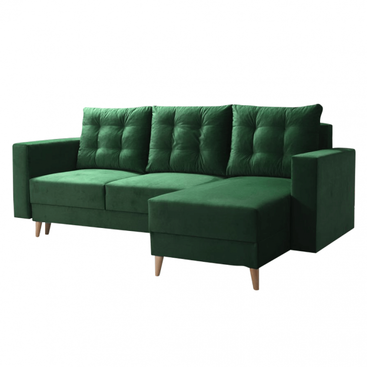 Rozkládací sedací souprava, zelená, pravá, BLEKY ROH Rozkládací sedací souprava, zelená, pravá, BLEKY ROH