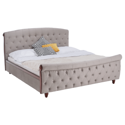 Postel s roštem, 180x200, šedohnědá Taupe Velvet látka, BARETO Postel s roštem, 180x200, šedohnědá Taupe Velvet látka, BARETO