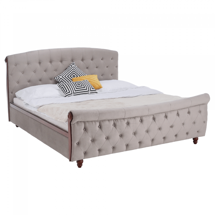 Postel s roštem, 180x200, šedohnědá Taupe Velvet látka, BARETO Postel s roštem, 180x200, šedohnědá Taupe Velvet látka, BARETO