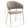 Designové jídelní křeslo, hnědá látka/gold chrom zlatý, DASMIN TYP 1