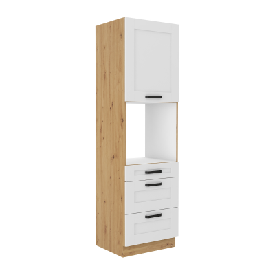 Vysoká skříňka na vestavnou troubu, bílá/dub artisan, LULA 60 DPS-210 3S 1F Vysoká skříňka na vestavnou troubu, bílá/dub artisan, LULA 60 DPS-210 3S 1F