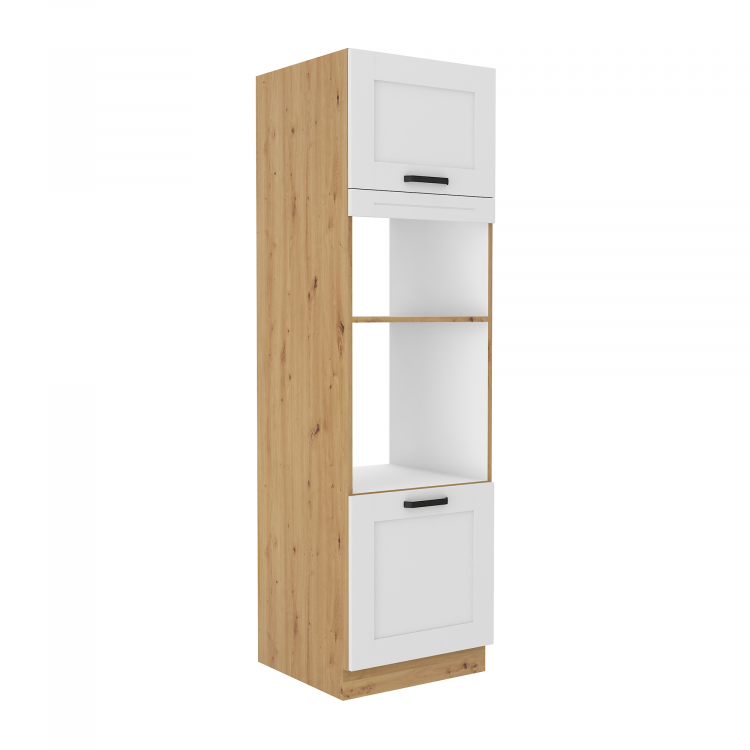 Vysoká skříňka na troubu a mikrovlnou troubu, bílá/dub artisan, LULA 60 DPM-210 2F