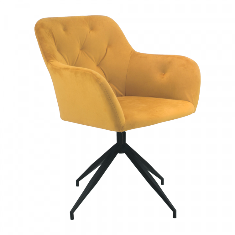 Otočná židle, hořčicová Velvet látka/černá, VELEZA NEW Otočná židle, hořčicová Velvet látka/černá, VELEZA NEW
