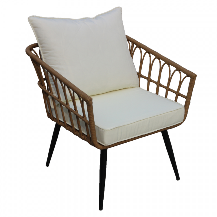 Zahradní křeslo, přírodní/černá/béžová, ARALY Zahradní křeslo, přírodní/černá/béžová, ARALY