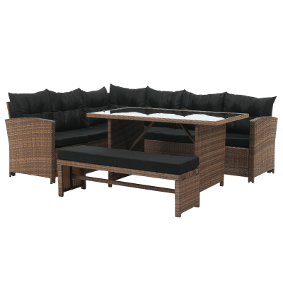 Zahradní ratanový set, světle hnědá/černá, MADUL Zahradní ratanový set, světle hnědá/černá, MADUL