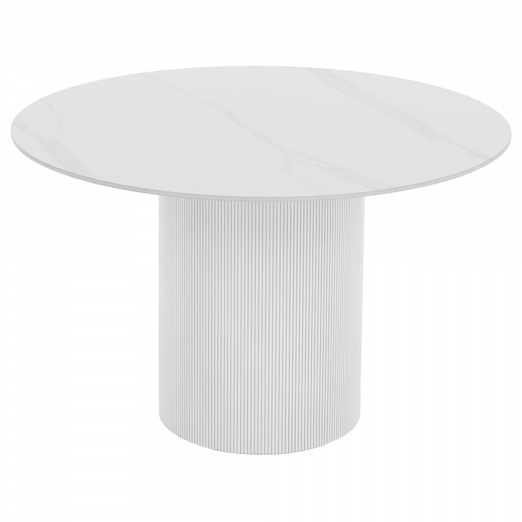 Jídelní stůl, bílý mramor/MDF, průměr 120 cm, MAHIR TYP 1