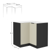 Spodní rohová skříňka, kašmír/černá, ARAKA 90x90 DN 2F BB