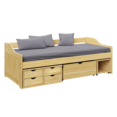 Postel s úložným prostorem, přírodní, masiv, 90x200, MAXI NEW Postel s úložným prostorem, přírodní, masiv, 90x200, MAXI NEW