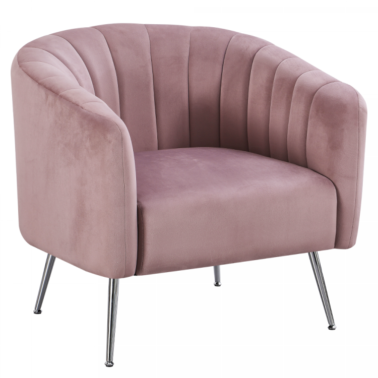 Designové křeslo, růžová Velvet látka/chrom-stříbrný, BAGY Designové křeslo, růžová Velvet látka/chrom-stříbrný, BAGY