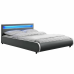 Manželská postel DULCEA 160x200 s RGB LED osvětlením a lamelovým roštem. Ekokůže šedá