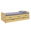 Postel MARINELLA 90x200 s přistýlkou, úložným prostorem a rošty. Masiv borovice lak